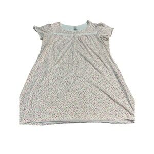 Simply Basic Sleepwear Nightgown Floral Print White Pink 4X Plus Short Sleeve